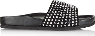 Embellished Leather Slides