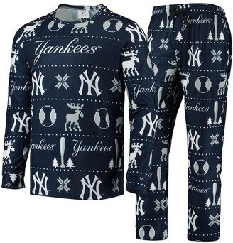 Foco Men's Navy New York Yankees Ugly Pajama Sleep Set