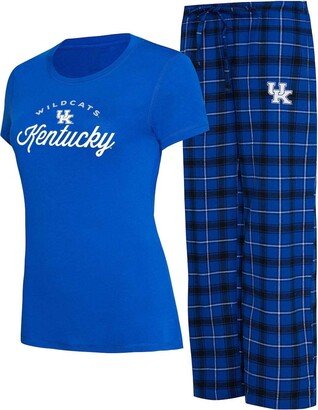 Women's Concepts Sport Royal, Black Kentucky Wildcats Arctic T-shirt and Flannel Pants Sleep Set - Royal, Black