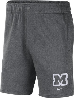 Michigan Men's College Fleece Shorts in Grey