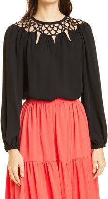 Tereza Open Stitch Silk Blouse