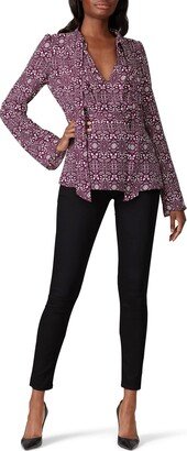 Derek Lam Collective Rent the Runway Pre-Loved Purple Print Tie Neck Blouse