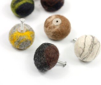 Lucielalune® Drawer Pulls Knobs Wall-Draw Soft Ball Handles/Handmade Felted Wool/ Multiple Colors/Eco Home Decoration