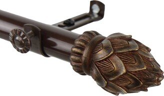 InStyleDesign Lotus Adjustable Antiqued Cocoa Curtain Rod with Finial