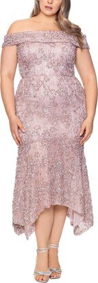 Plus Size Lace Off-The-Shoulder Fit & Flare Dress