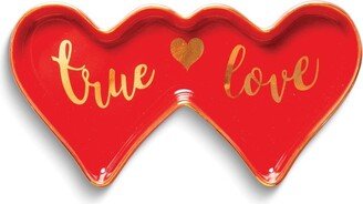 Curata Double Heart True Love Red Ceramic Trinket Dish