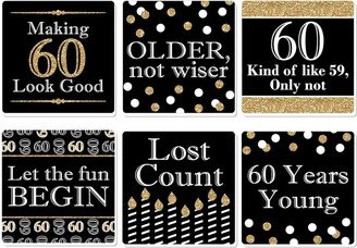 Big Dot of Happiness Adult 60th Birthday - Gold - Funny Birthday Party Decorations - Drink Coasters - Set of 6