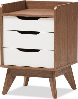 Brighton Mid - Century Modern Wood 3 - Drawer Storage Nightstand - Brown