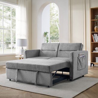 EHEK Loveseats Sofa Bed with Pull out Bed, Adjsutable Back and Two Arm Pocket,Grey