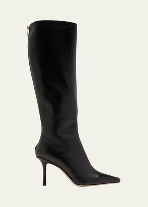 Agathe Leather Stiletto Knee Boots