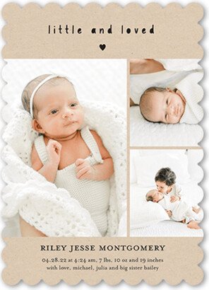 Birth Announcements: Little And Loved Birth Announcement, Beige, 5X7, Matte, Signature Smooth Cardstock, Scallop