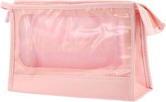 Unique Bargains Clear Letter Makeup Bags 1 Pc Pink Large