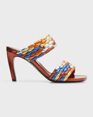 Multicolored Two-Band Slide Sandals