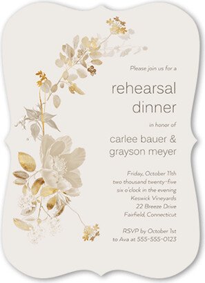 Rehearsal Dinner Invitations: Golden Grace Rehearsal Dinner Invitation, Gray, 5X7, Pearl Shimmer Cardstock, Bracket