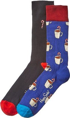 2pk Candy Cane & Cocoa Socks Gift Set