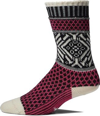 Everyday Popcorn Snowflake Pattern Crew Socks (Charcoal) Women's No Show Socks Shoes