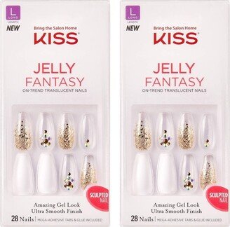 Kiss Nails Jelly Fantasy Fake Nails - White - 2pk - 56ct