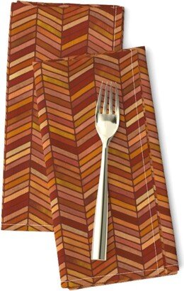 Autumn Chevron Dinner Napkins | Set Of 2 - Watercolor By Ronya Lake Herringbone Fall Arrows Cloth Spoonflower