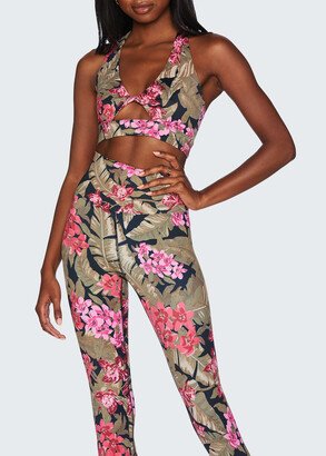 Floral Twist Cutout Sports Bra Top-AA