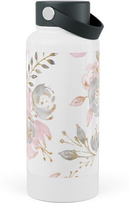 Photo Water Bottles: Floral - Blush Stainless Steel Wide Mouth Water Bottle, 30Oz, Wide Mouth, Pink