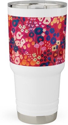 Travel Mugs: Modern Retro Floral - Multi Travel Tumbler, 30Oz, Multicolor