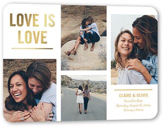 Save The Date Cards: Beauteous Love Save The Date, Gold Foil, White, 5X7, Matte, Personalized Foil Cardstock, Rounded