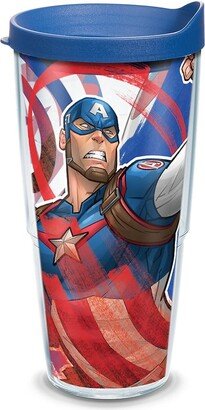 Tervis Marvel - Captain America Iconic Made in Usa Double Walled Insulated Tumbler Travel Cup Keeps Drinks Cold & Hot, 24oz, Classic - Open Miscellane