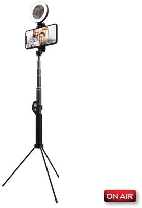 On Air Halo Stick 5 Ring Light with Extendable (4') Tripod, 3 Light Modes, Usb Power, and Bluetooth Shutter Remote for Streaming, Vlogs, and Selifes