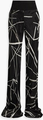 Printed cupro-satin wide-leg pants