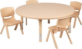 Emma+oliver 45 Round Plastic Height Adjustable Activity Table Set With 4 Chairs