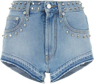 Spike Embellished Denim Shorts