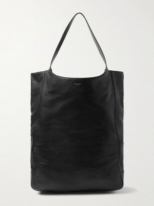 Logo-Print Full-Grain Leather Tote Bag