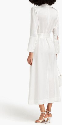 Toscana belted silk-charmeuse midi dress