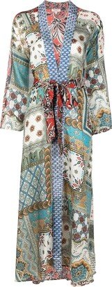 Patchwork-Print Robe Coat