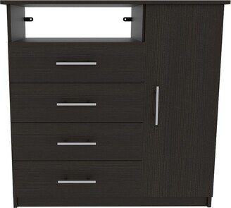 36 Black Four Drawer Combo Dresser