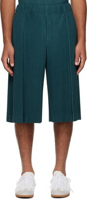 Green Tailored Pleats 2 Shorts