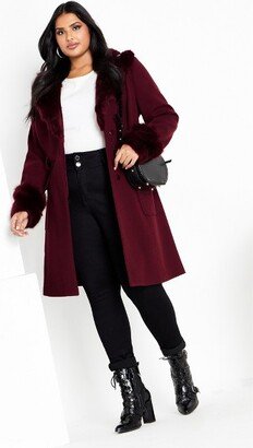 Women's Plus Size Coat Make Me Blush - Bordeaux - 12 Plus