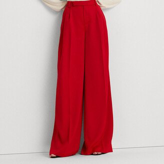 Ralph Lauren Pleated Satin Crepe Wide-Leg Pant-AA