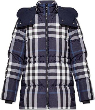 Checked Hooded Down Jacket