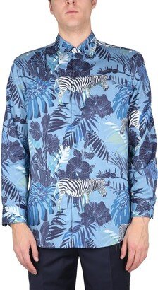 Tropical-Pattern Buttoned Shirt-AA