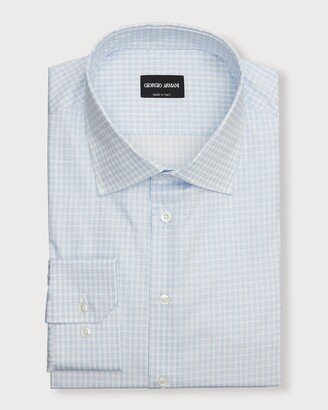 Men's Micro-Check Cotton Dress Shirt-AC