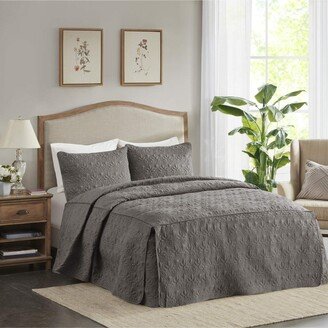 Gracie Mills Quebec 3 Pc Fitted Bedspread - Queen - Dark Grey