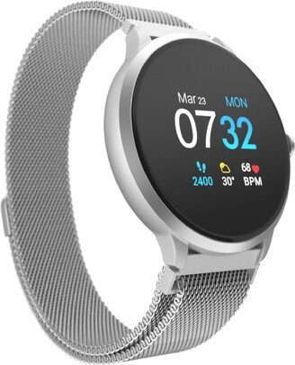 Itouch Sport 3 Unisex Touchscreen Smartwatch: Silver Case with Silver Mesh Strap 45mm