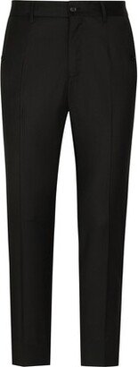 Stretch wool pants with side bands