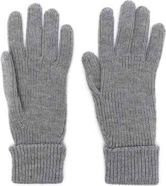 Logo-Patch Knitted Wool Gloves-AA