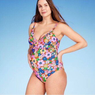 Ruffle Neck One Piece Maternity Swimsuit - Isabel Maternity by Ingrid & Isabel™ Floral Cup