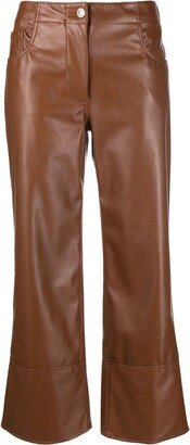 Cropped Leather-Effect Trousers