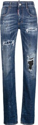 Mid-Rise Distressed Jeans-AD