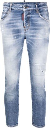 Distressed-Effect Cropped Jeans-AD