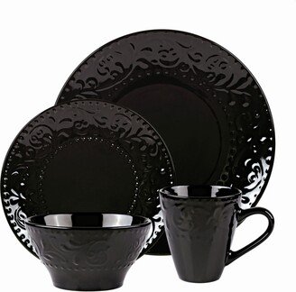 16 Piece Stoneware Scroll Dinnerware Set, Service for 4